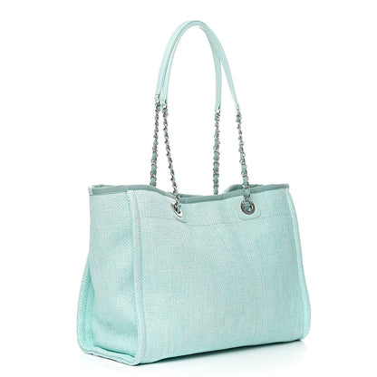 Chanel Woven Straw Raffia Small Deauville Tote Turquoise 3 of 10