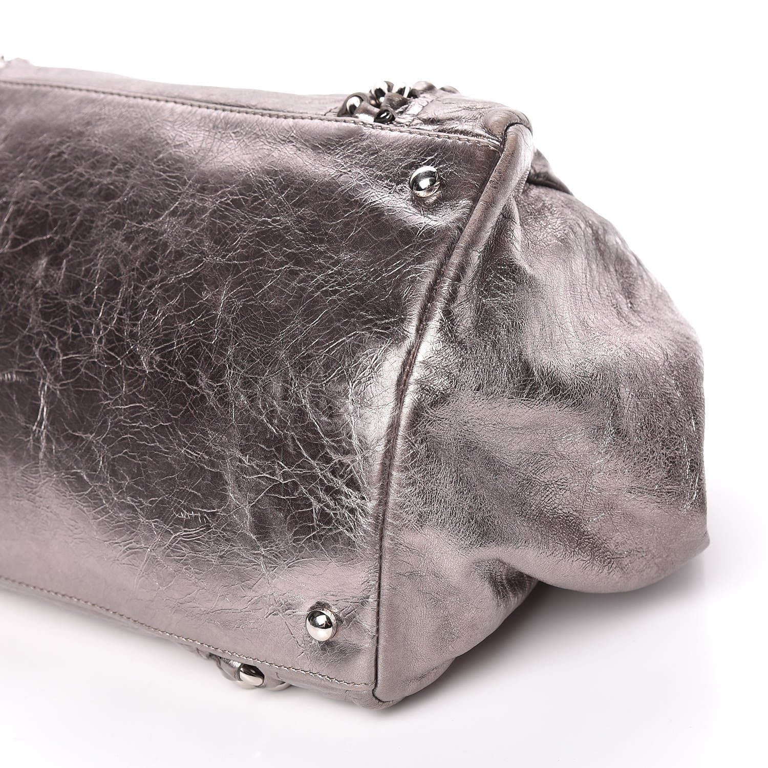 Chanel Metallic Cracked Calfskin Modern Chain Tote Dark Silver 6 of 16