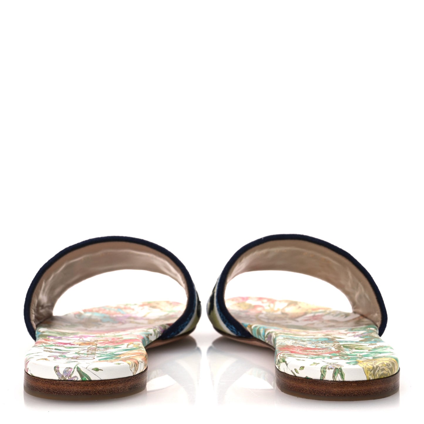 Canvas D-Constellation Embroidered Dway Flat Slide Sandals 36.5 White Multicolor
