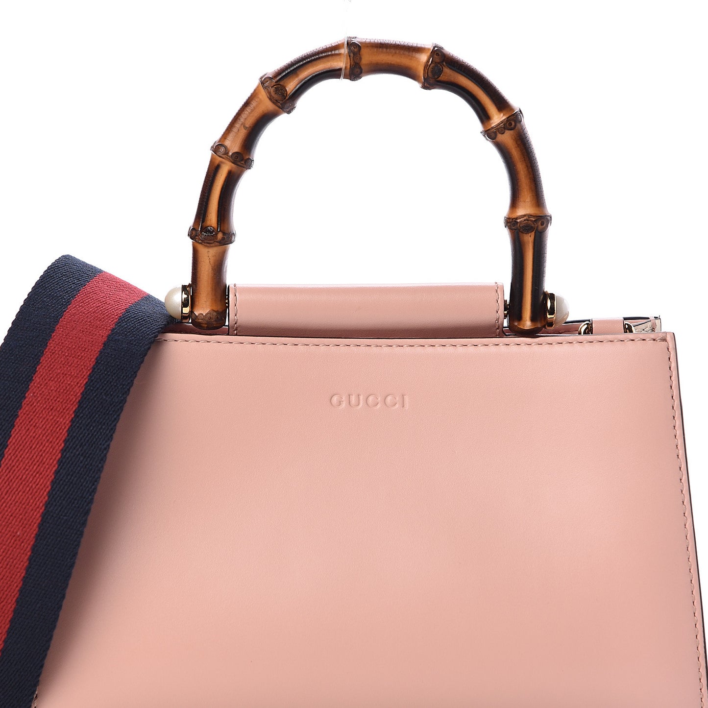 Nappa Bamboo Web Mini Nymphaea Top Handle Bag Perfect Pink Mystic White