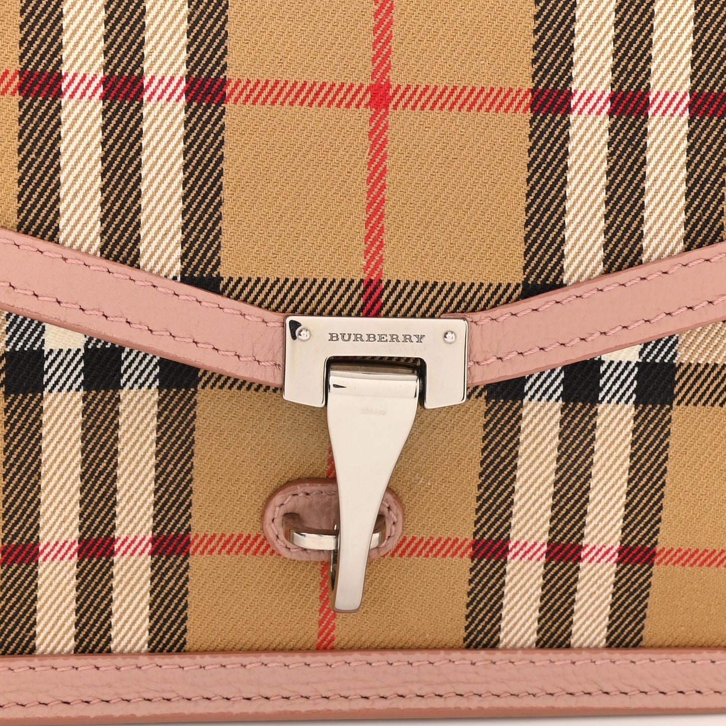 Grainy Calfskin Vintage Check Small Macken Crossbody Bag Ash Rose