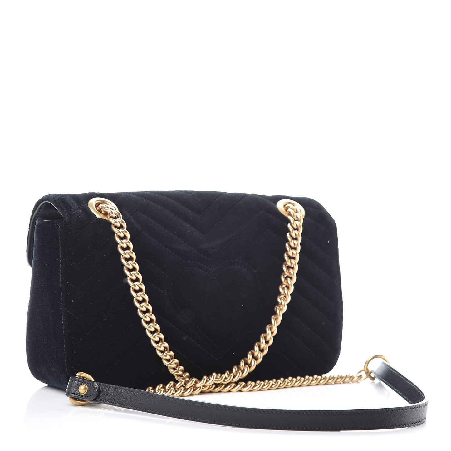 Velvet Matelasse Marquise Crystals Embroidered Small GG Marmont Shoulder Bag Black