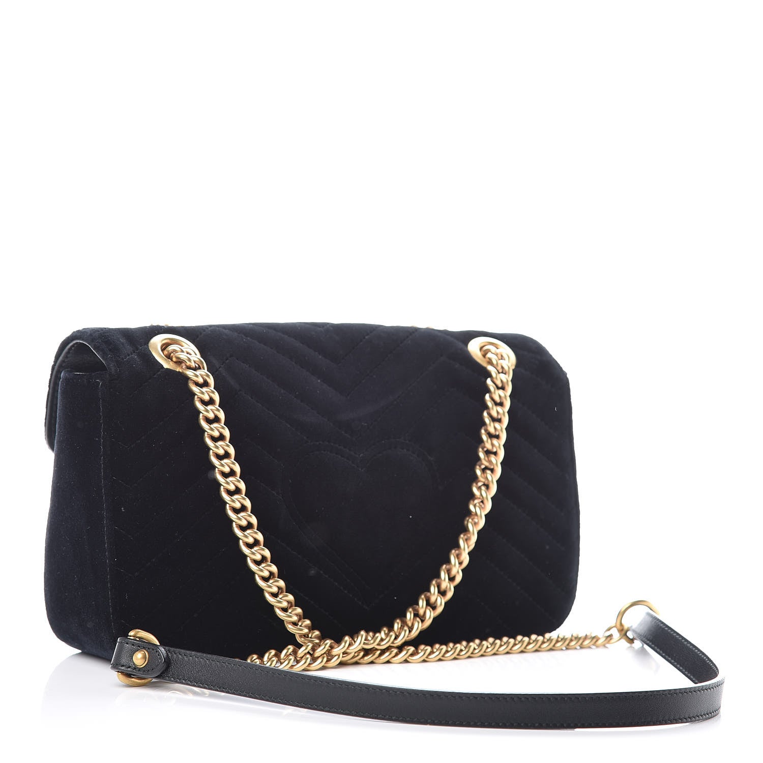 Gucci Velvet Matelasse Marquise Crystals Embroidered Small GG Marmont Shoulder Bag Black 3 of 9