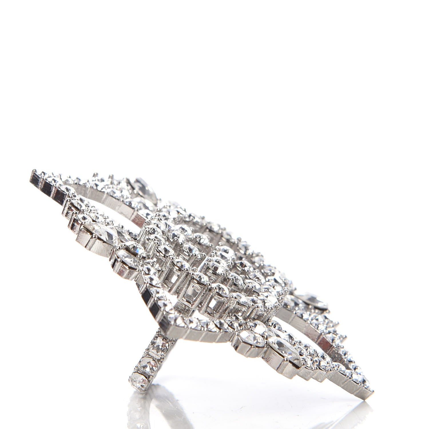 Gucci Metal Crystal Double G Ring Silver 5 of 5