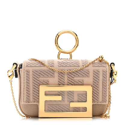 Fendi Canvas Vitello King FF Embroidered Nano Maxi Buckle Baguette Charm Nuvola 1 of 8