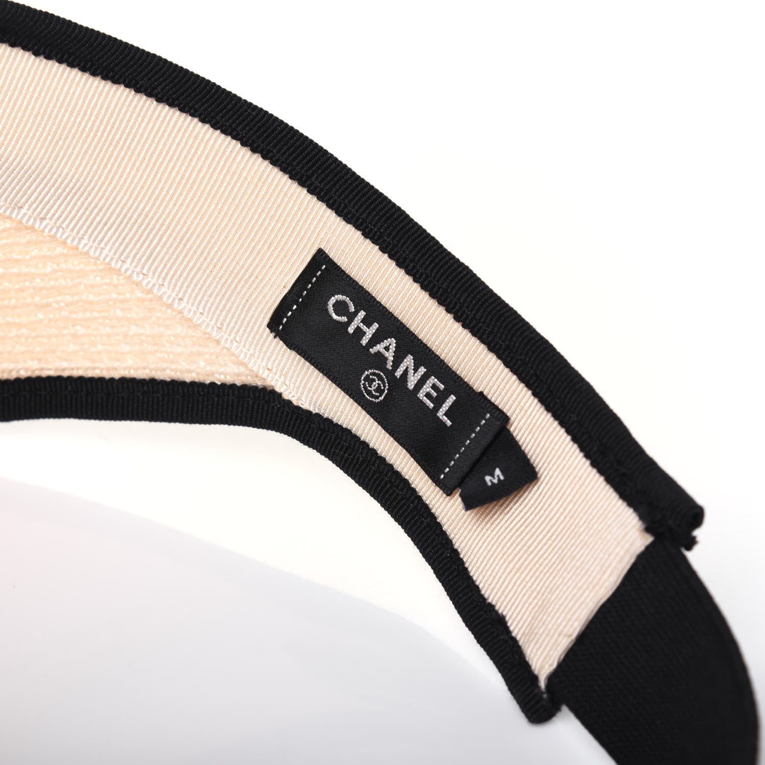 Chanel Straw Grosgrain Visor M Beige Black 6 of 7
