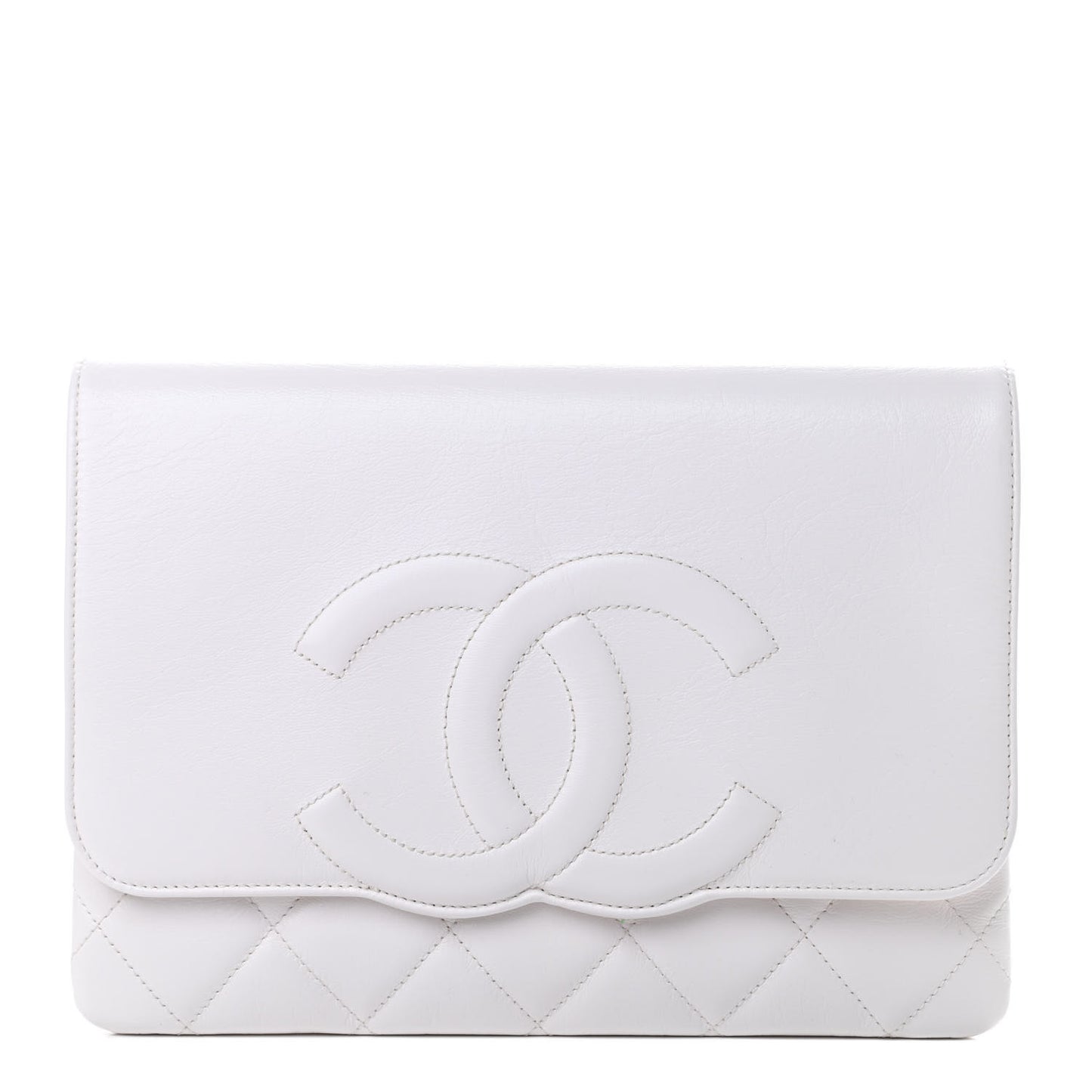 Goatskin Quilted Timeless CC Clutch White