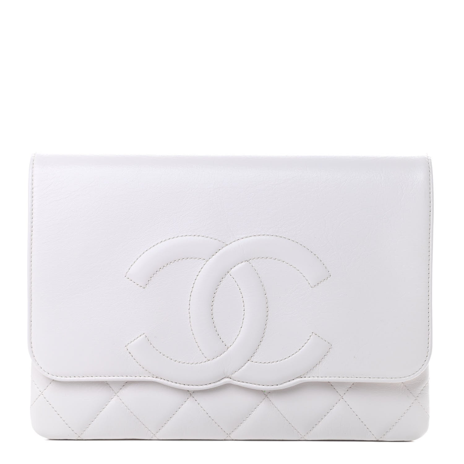 Chanel Goatskin Quilted Timeless CC Clutch White 1 of 9