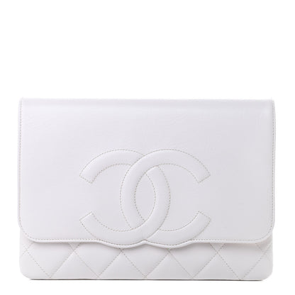Chanel Goatskin Quilted Timeless CC Clutch White 1 of 9