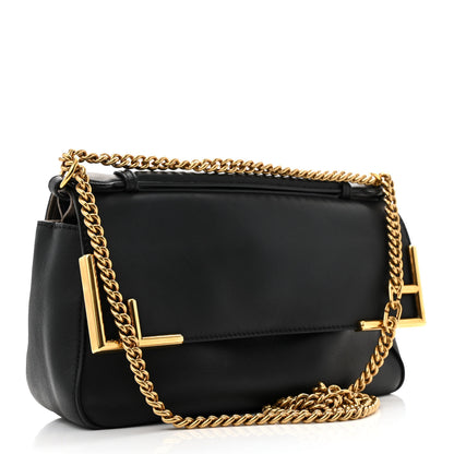 Fendi Vitello Grace Glazed Fabric FF 1974 Double F Shoulder Bag Black Mogano Panna 3 of 12
