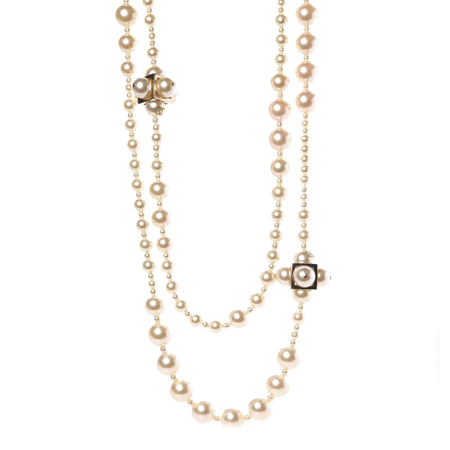 Pearl Cluster CC Necklace Gold