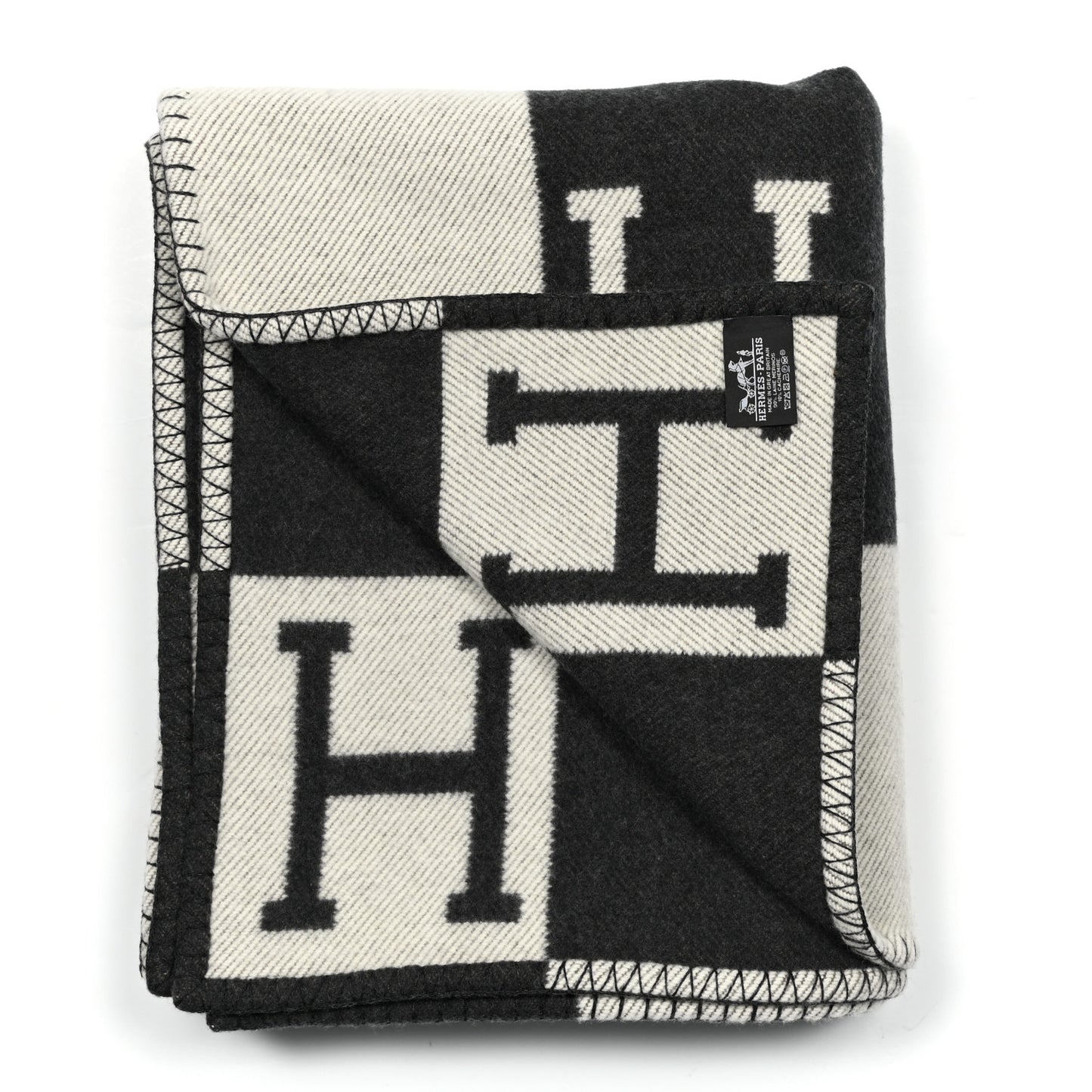 Wool Cashmere Avalon Blanket Ecru Black