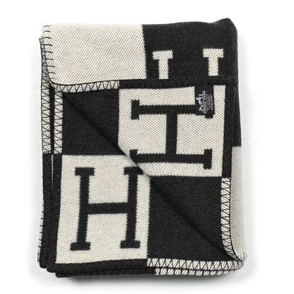 Hermes Wool Cashmere Avalon Blanket Ecru Black 2 of 3