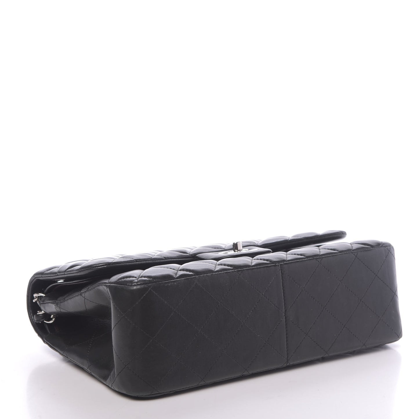 Lambskin Quilted Jumbo Double Flap Black