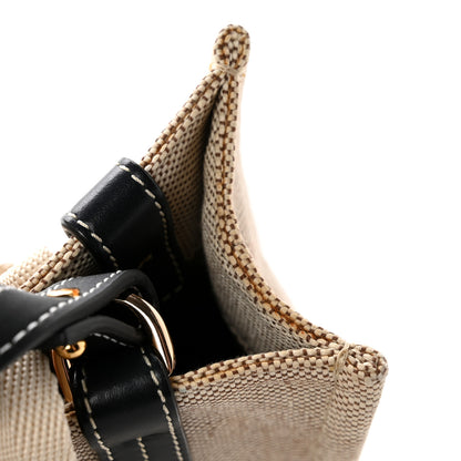 Chloe Linen Calfskin Small Woody Ribbon Tote White Black 13 of 13