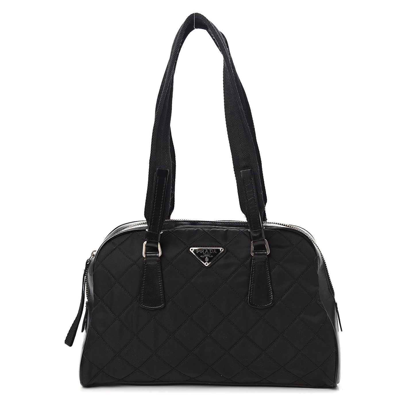 Nylon Tessuto Impuntu Quilted Shoulder Bag Black