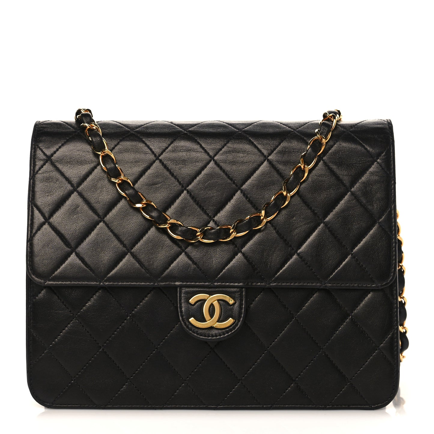 Lambskin Quilted Small Single Flap Black