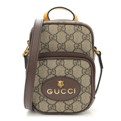 Gucci GG Supreme Monogram Mini Neo Vintage Double Zip Messenger Bag Beige New Acero Crop 1 of 10