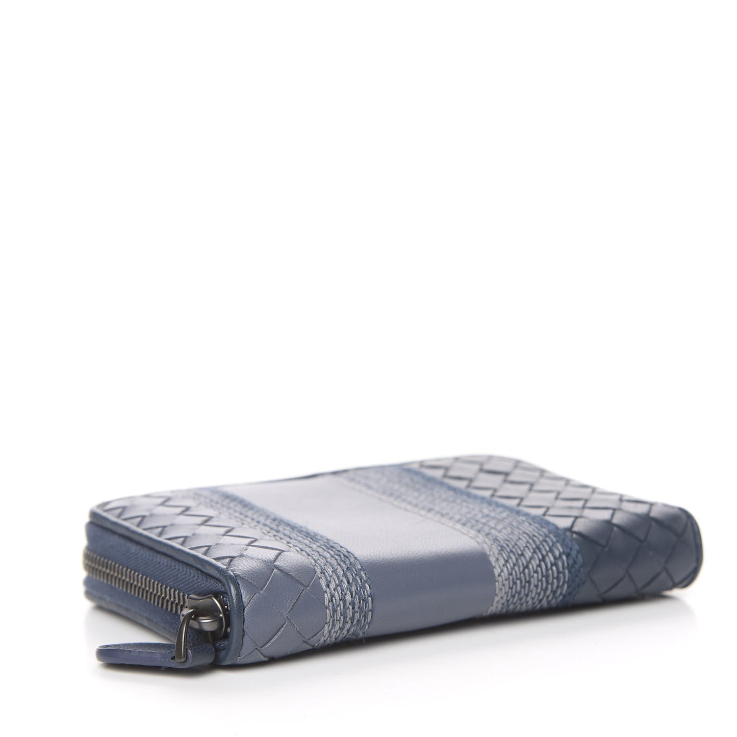 Nappa Embroidered Zip Around Wallet Krim Denim