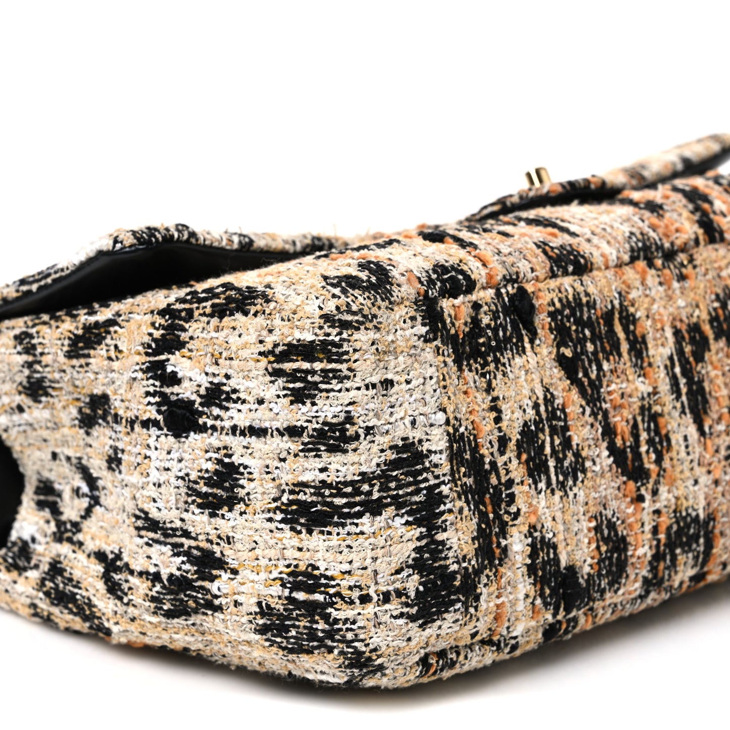 Tweed Mixed Fibers Leopard Print Small Souplissimo Maxi Flap Brown Black White