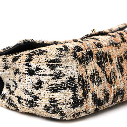 Chanel Tweed Mixed Fibers Leopard Print Small Souplissimo Maxi Flap Brown Black White 9 of 11