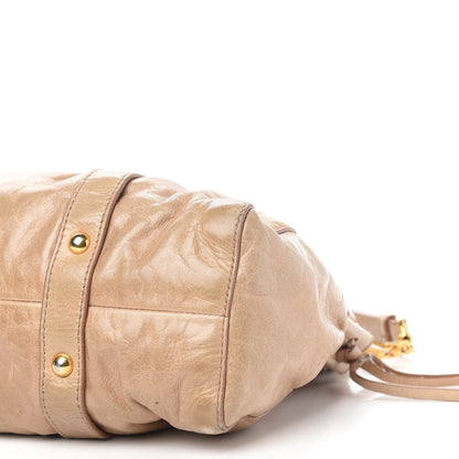 Miu Miu Vitello Lux Gathered Tote Beige 8 of 14