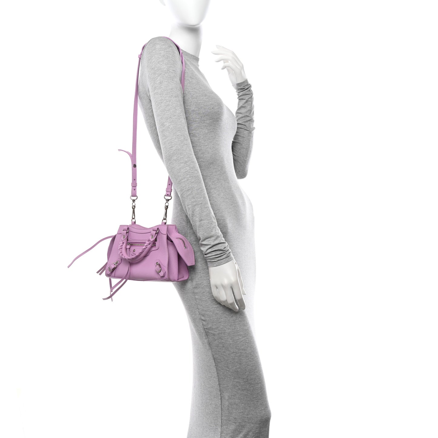 Grained Calfskin Neo Classic Silver Hardware Mini City Lilac