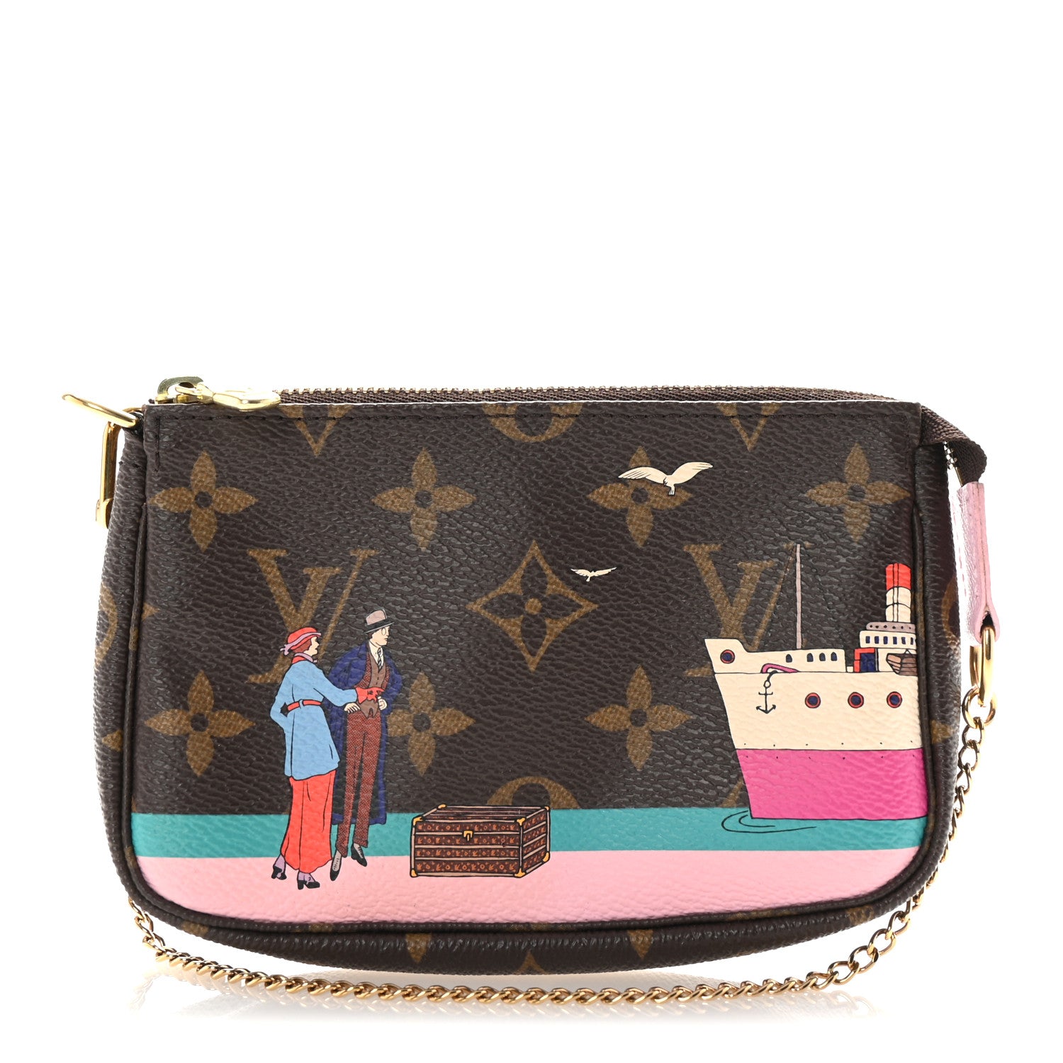 Louis Vuitton Monogram 2016 Christmas Animation Mini Pochette Accessories Rose Ballerine 1 of 7