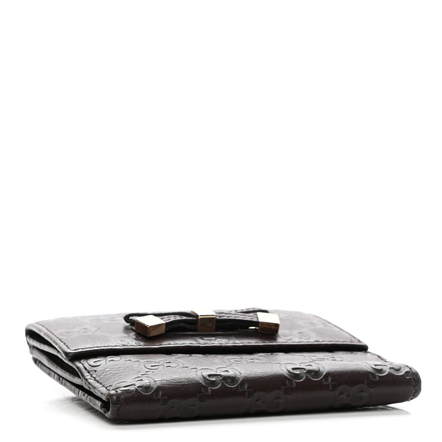 Guccissima Princy French Flap Wallet Chocolate Brown