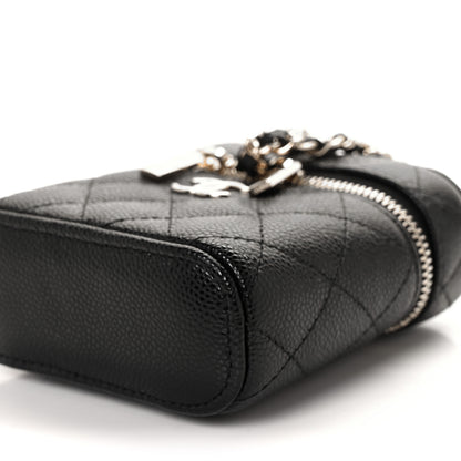 Chanel Caviar Quilted Small Handle With Care Vanity Case With Chain Black 9 of 9