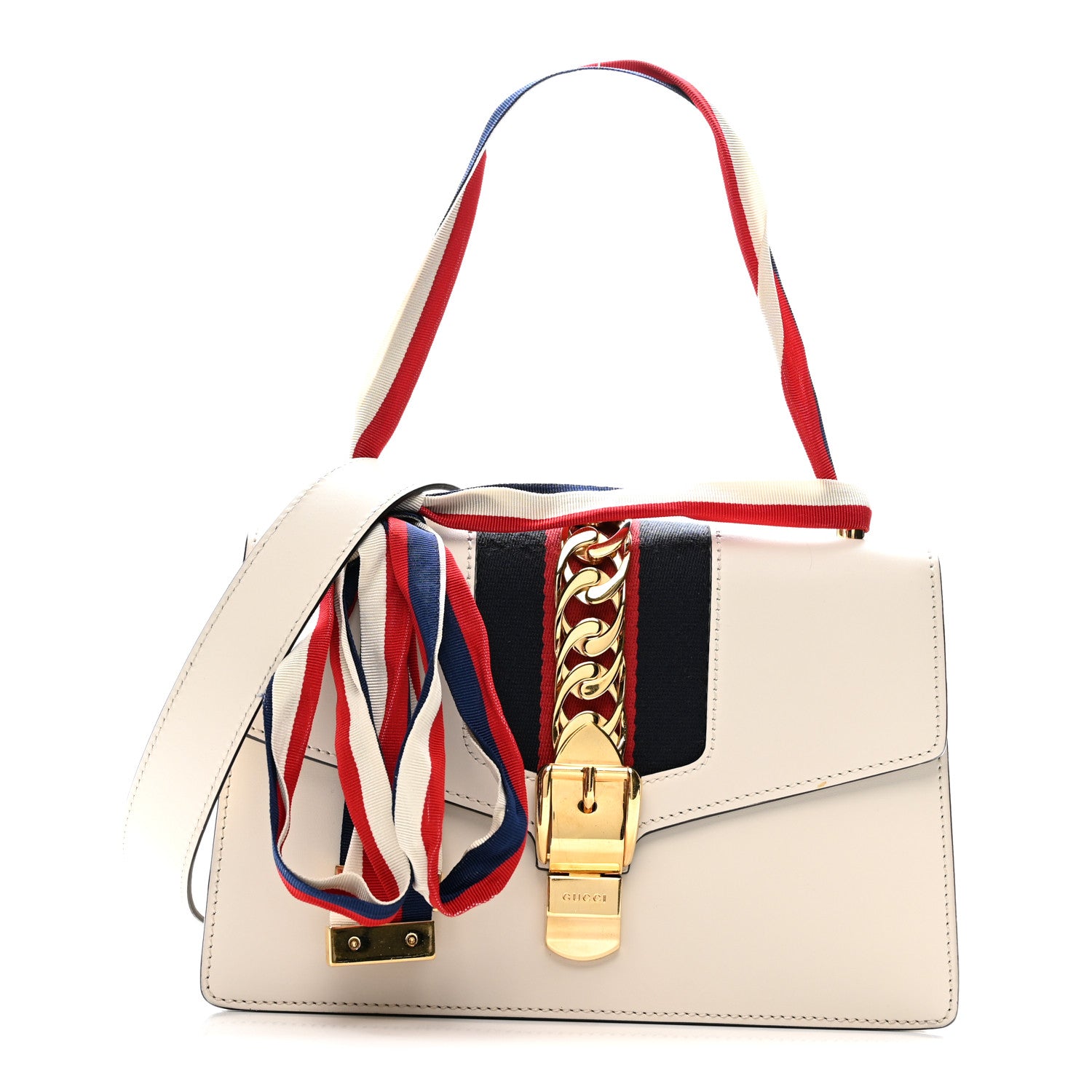 Gucci Calfskin Small Sylvie Shoulder Bag Off White 1 of 13