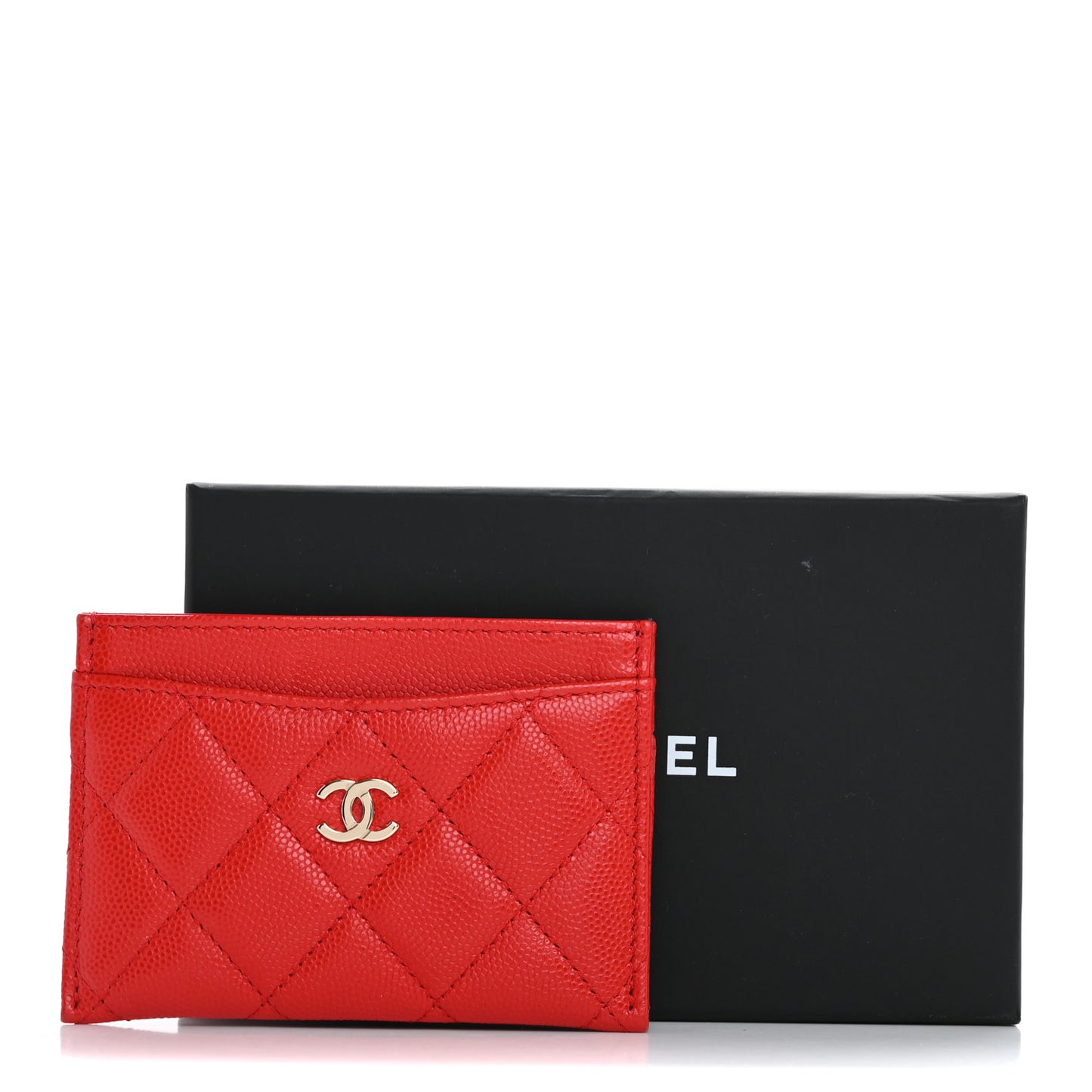 Caviar Quilted Card Holder Red