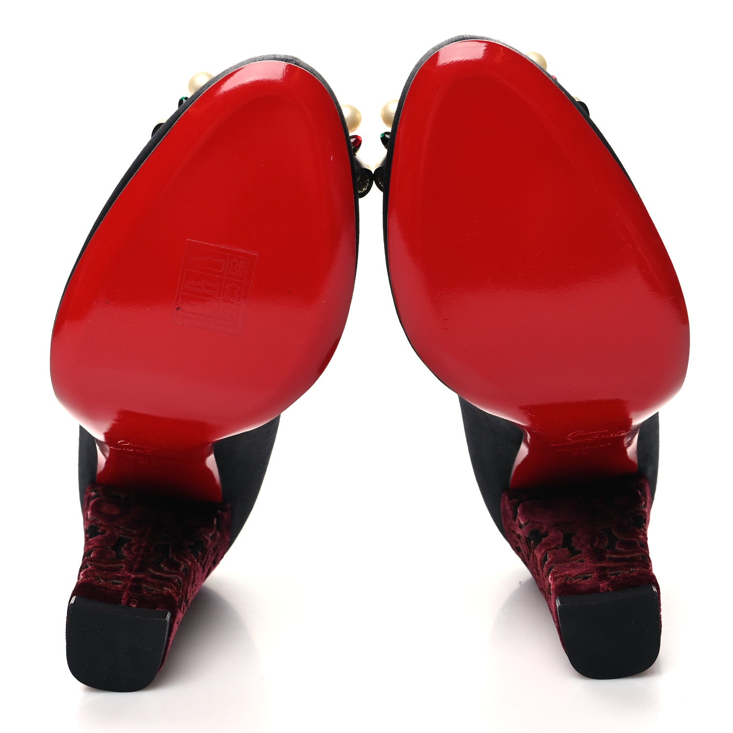 Christian Louboutin Velvet Tudor Soir 100 Block Heels 39 Black 5 of 7