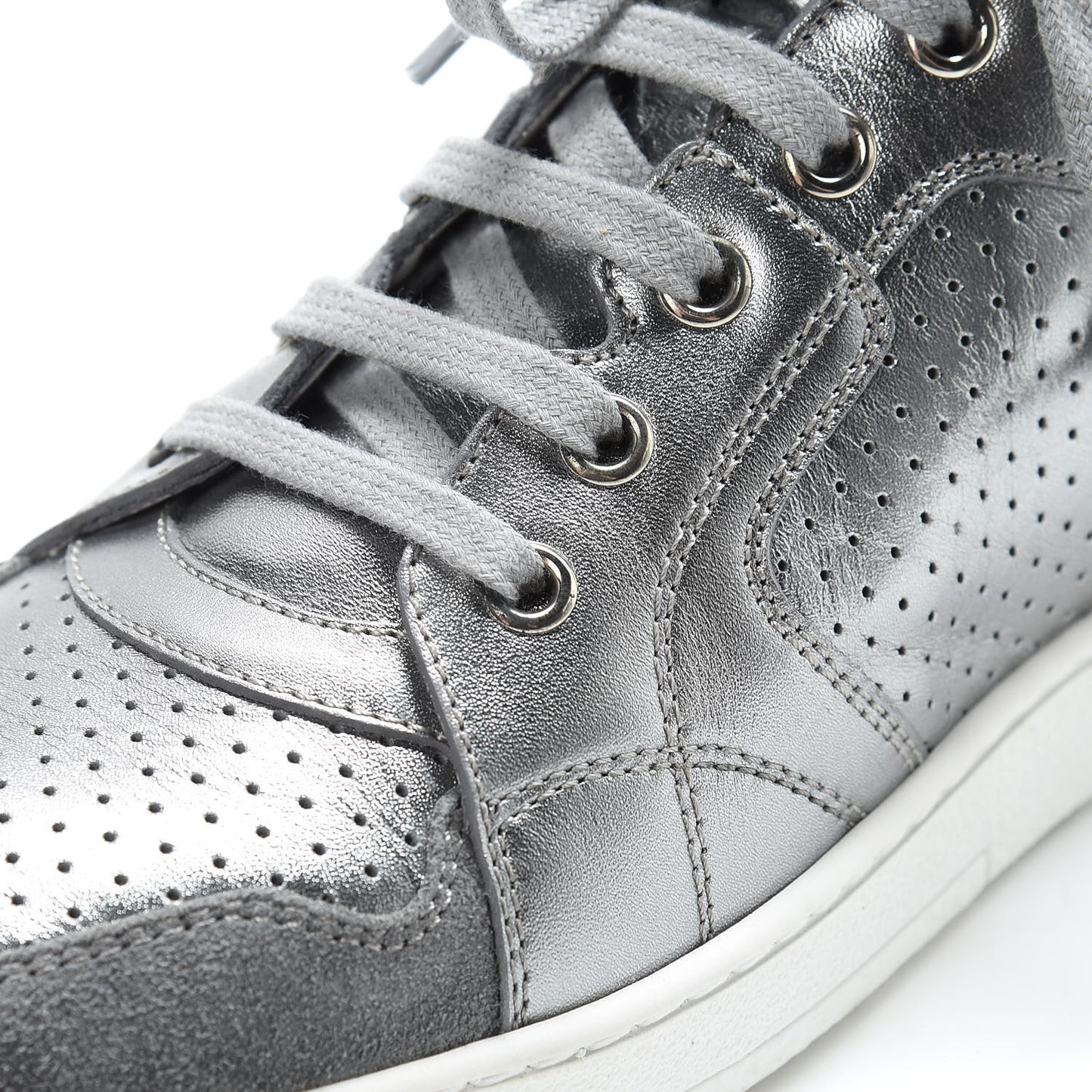 Metallic Calfskin Hip-Dior High Top Sneakers 39 Steel