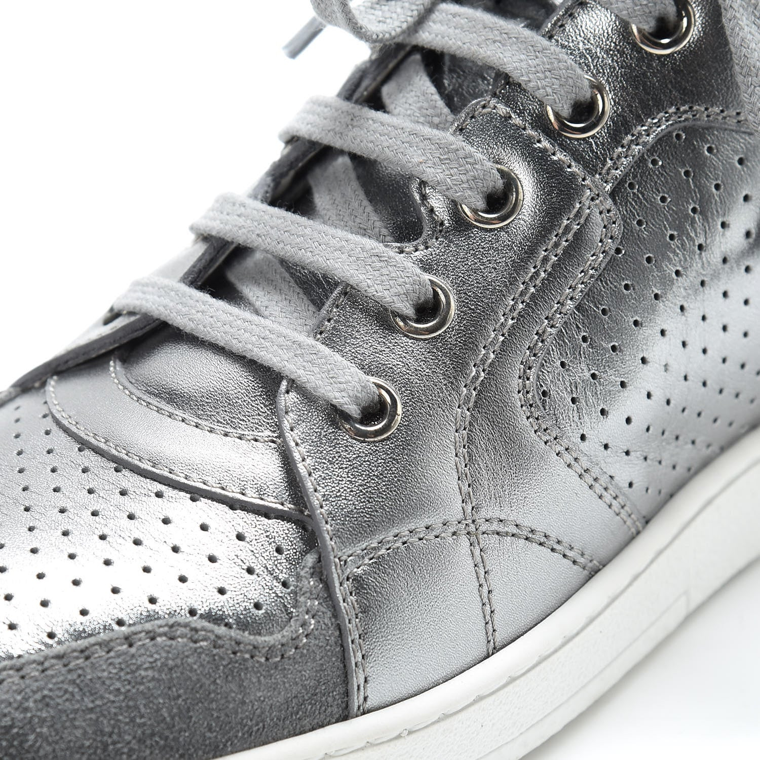Christian Dior Metallic Calfskin Hip-Dior High Top Sneakers 39 Steel 10 of 14