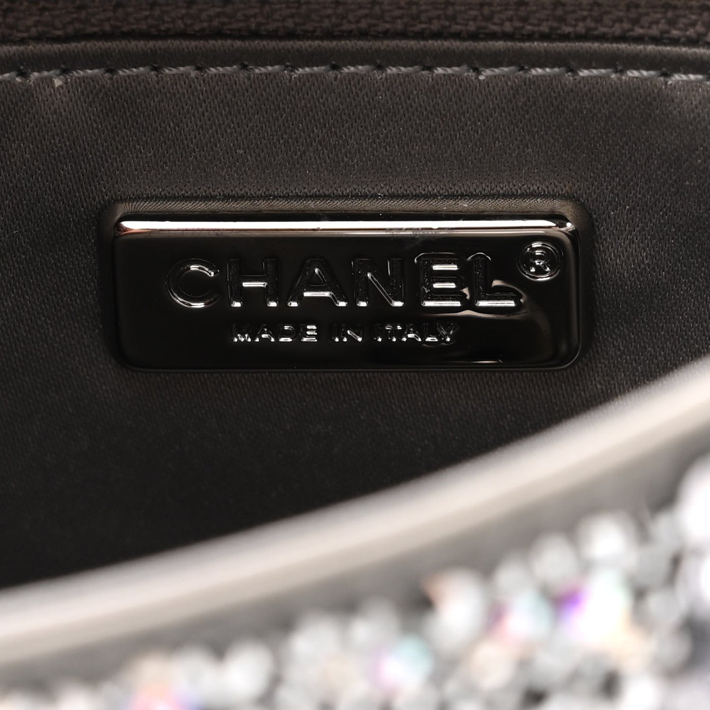 Lambskin Sequin Crystal Diamante Mini Flap Silver
