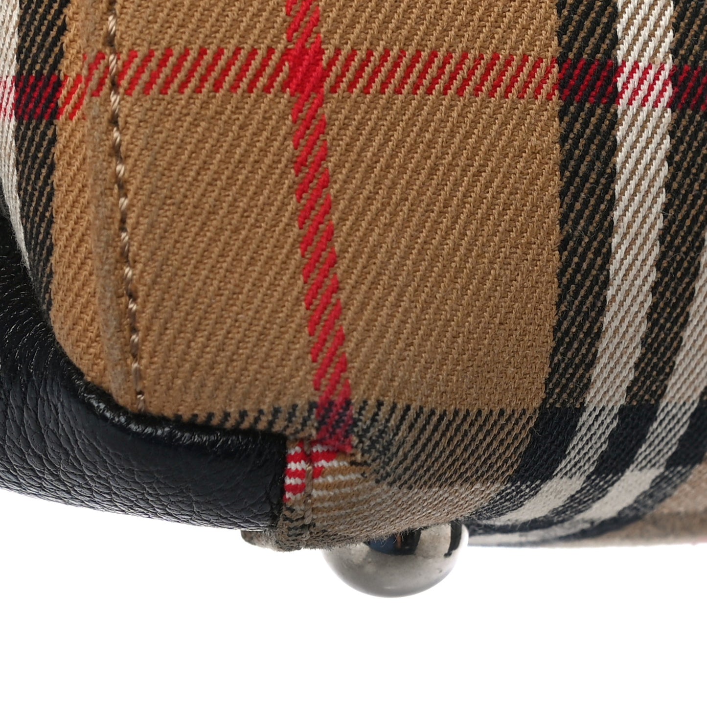 Goatskin Vintage Check Medium Banner Tote Black