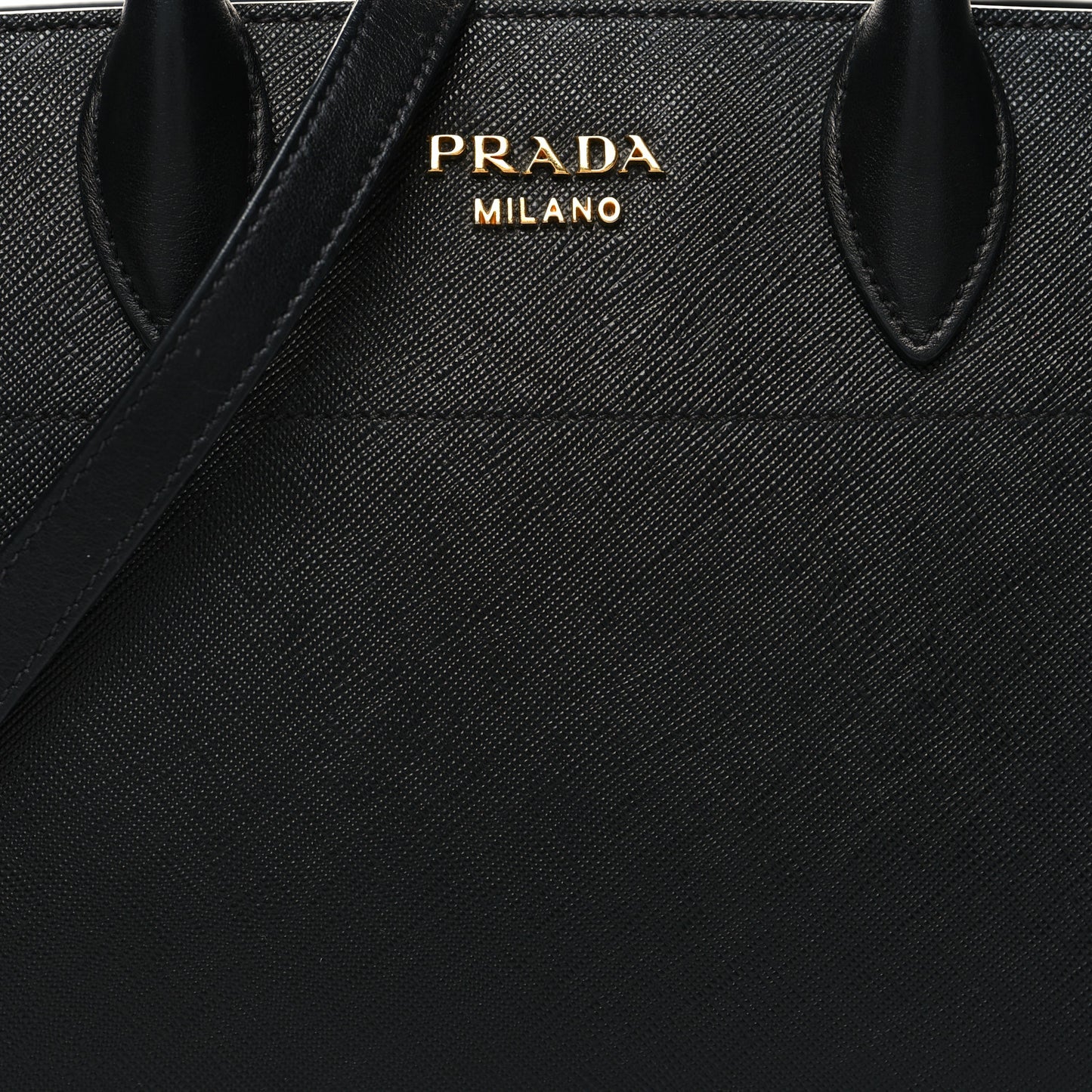 Saffiano City Calfskin Small Bibliothèque Top Handle Black White
