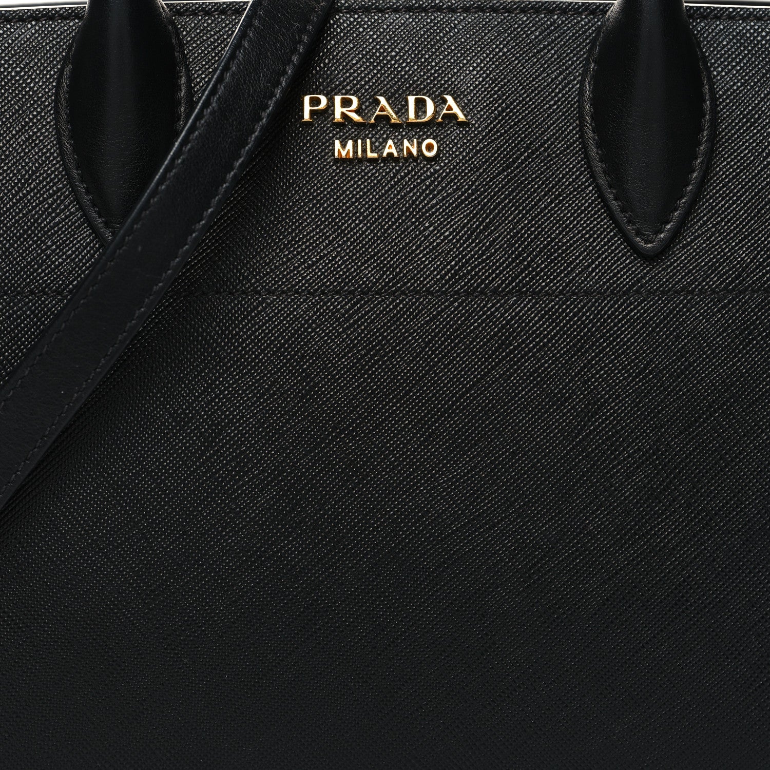 Prada Saffiano City Calfskin Small Bibliothèque Top Handle Black White 8 of 12