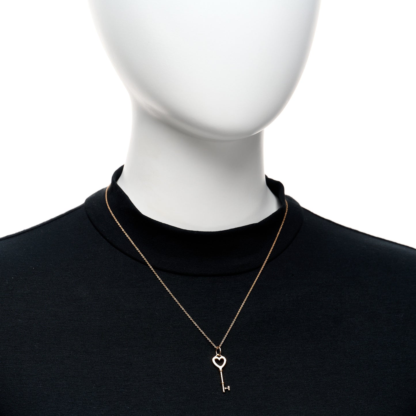 18K Rose Gold Mini Heart Key Pendant Necklace