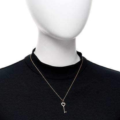 Tiffany 18K Rose Gold Mini Heart Key Pendant Necklace 2 of 6