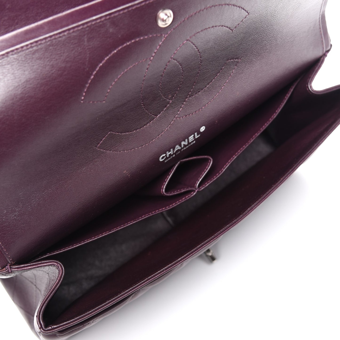 Lambskin Quilted Jumbo Double Flap Dark Purple