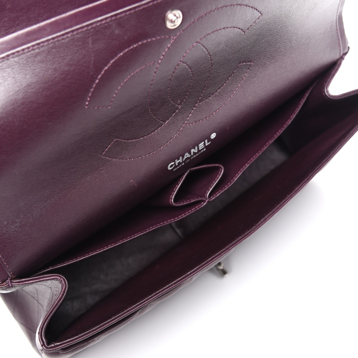 Chanel Lambskin Quilted Jumbo Double Flap Dark Purple 5 of 7
