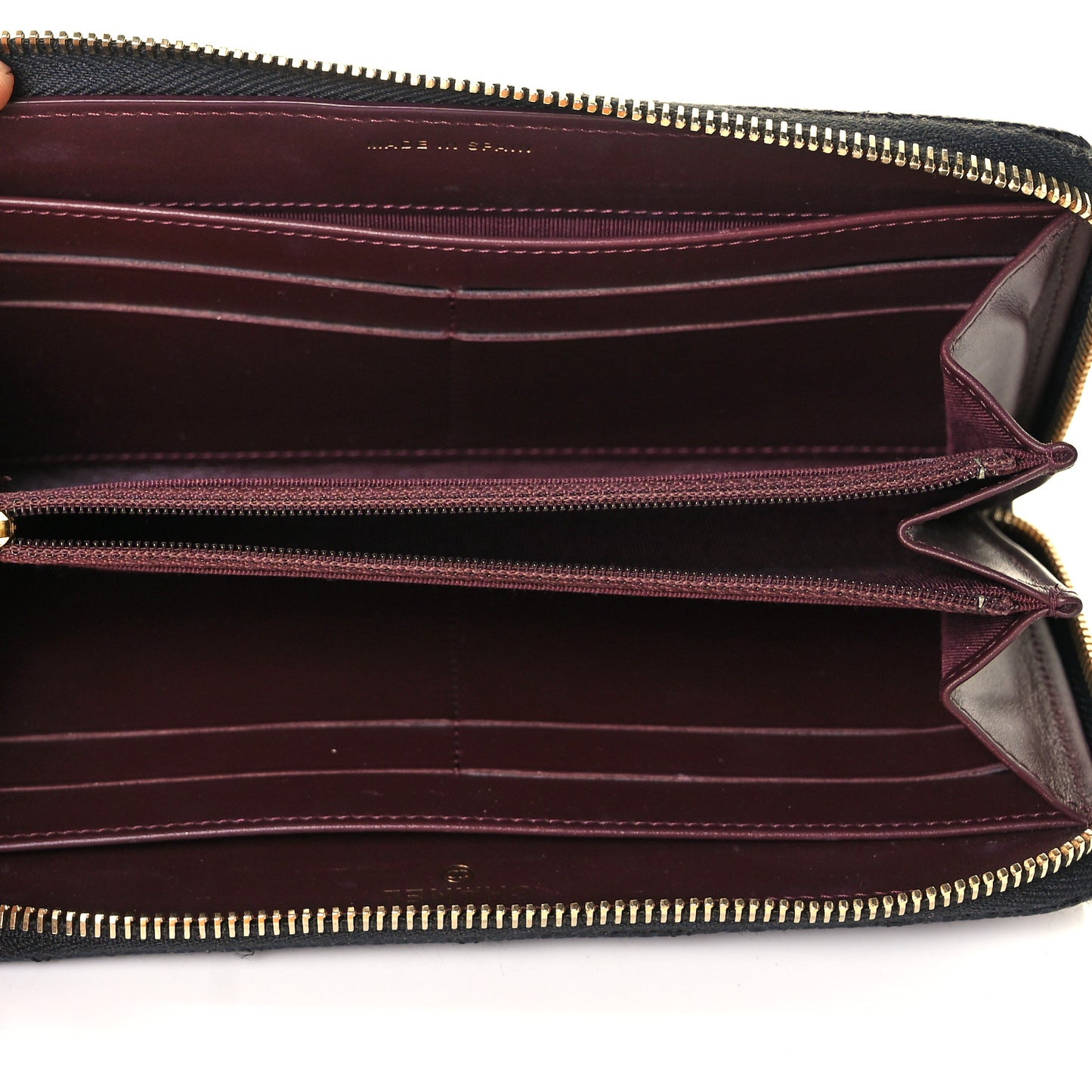 Caviar Quilted Large Gusset Zip Around Wallet Black