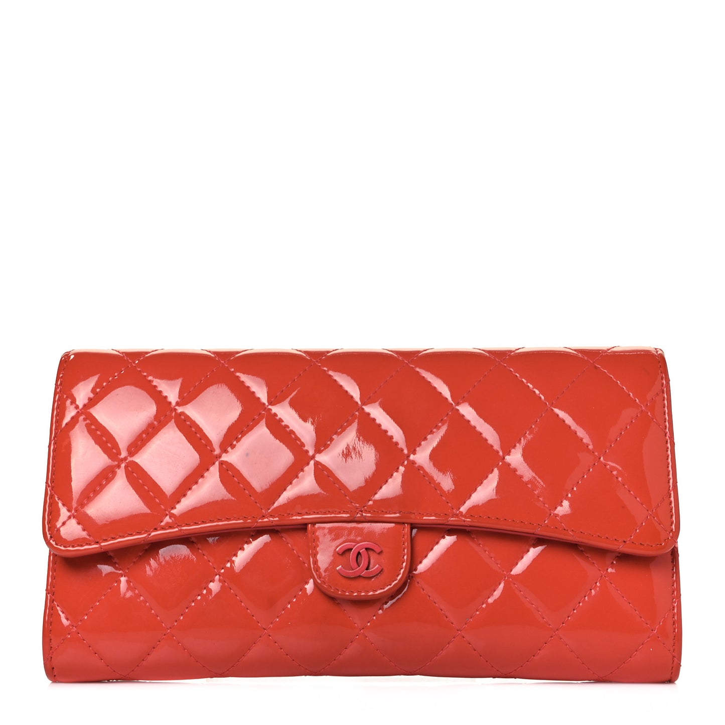 Patent Quilted Travel Wallet Rose Fonce
