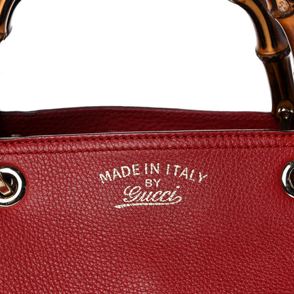 Gucci Pebbled Calfskin Medium Bamboo Shopper Tote Red 8 of 14