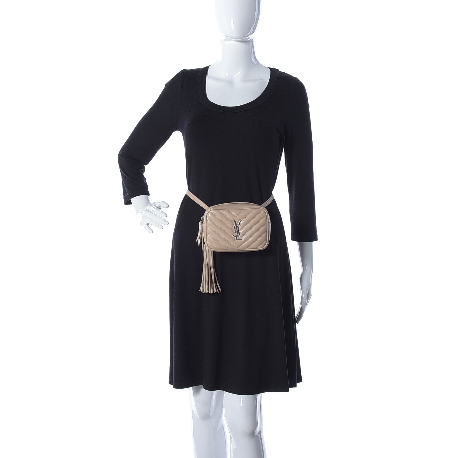 Saint Laurent Calfskin Matelasse Monogram Lou Belt Bag Nude Powder 3 of 25