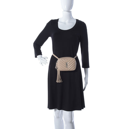 Saint Laurent Calfskin Matelasse Monogram Lou Belt Bag Nude Powder 3 of 25