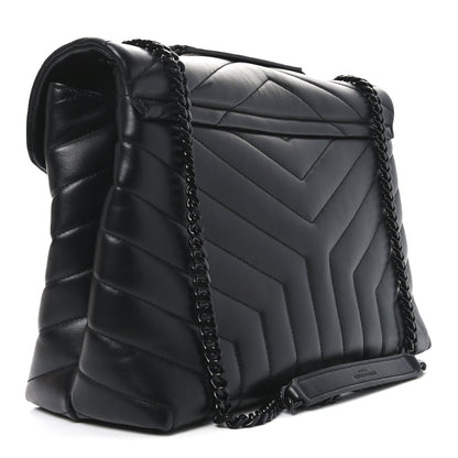 Saint Laurent Calfskin Y Quilted Monogram Monochrome Medium Loulou Chain Satchel Black 3 of 10