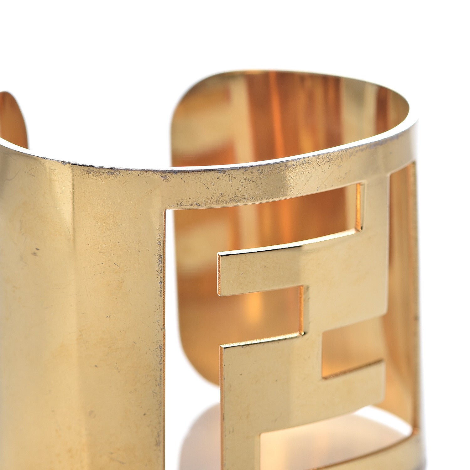 Fendi Metal FF Logo Cuff Bracelet Gold 3 of 6